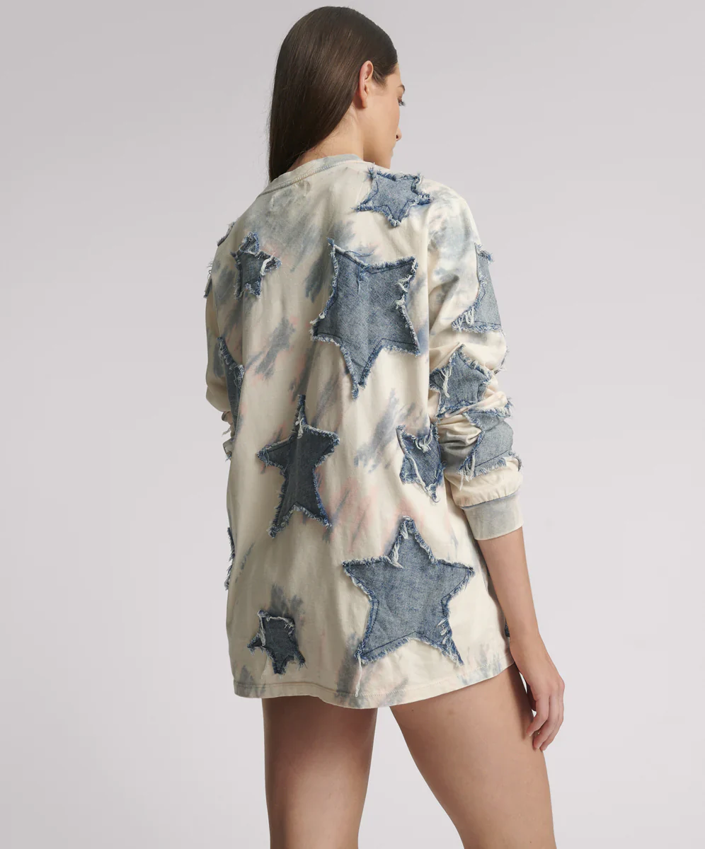 DENIM STAR TIE DYE LS TEE - Image 4